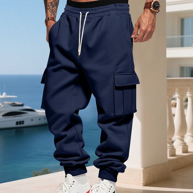 Cargo-joggingbroek voor heren met fleecevoering – thermische werkbroek met verstelbaar trekkoord en meerdere zakken (S-3XL, 10 neutrale tot felle kleuren)_voghion.com