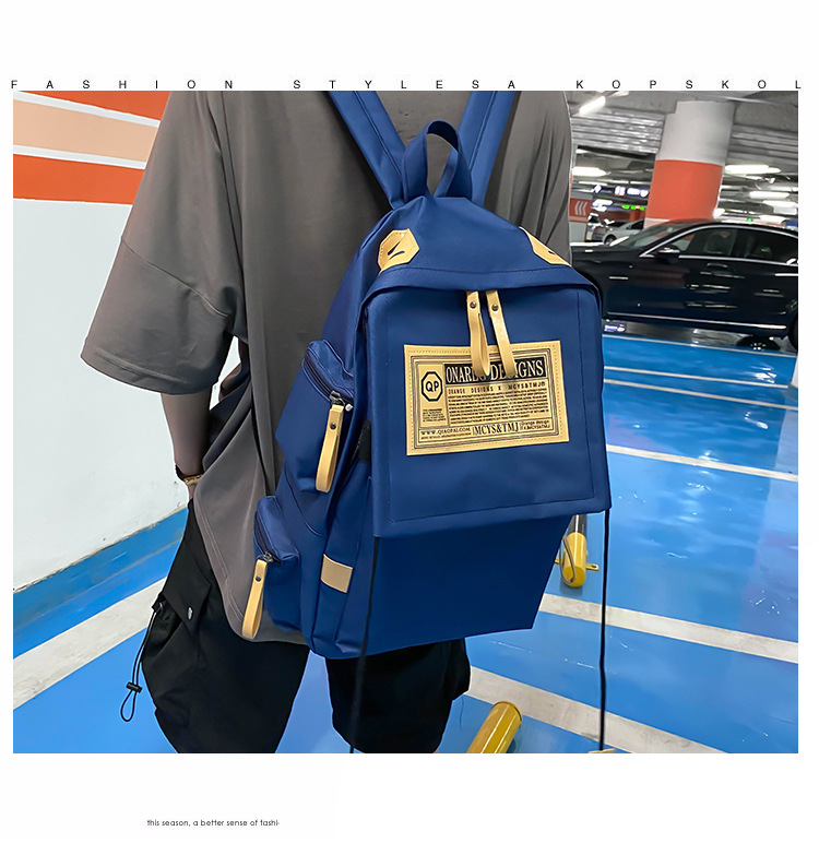 Canvas backpack large capacity travel computer men's backpack couple collegiate style female high school college student school bag_voghion.com