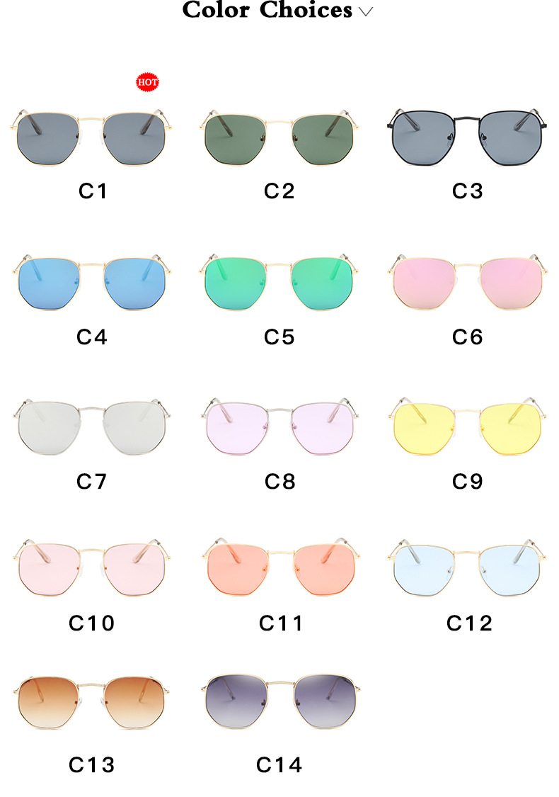 New Metal Frame Polygonal Sunglasses: European and American Trend Small Frame Colorful Mercury Ocean Film Sunglasses_voghion.com