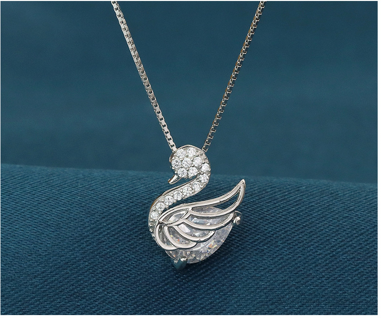 S925 sterling zilveren ketting dames veelzijdige Koreaanse editie kleine zwaan hanglamp luxe en uniek design kettingdecoratie_voghion.com