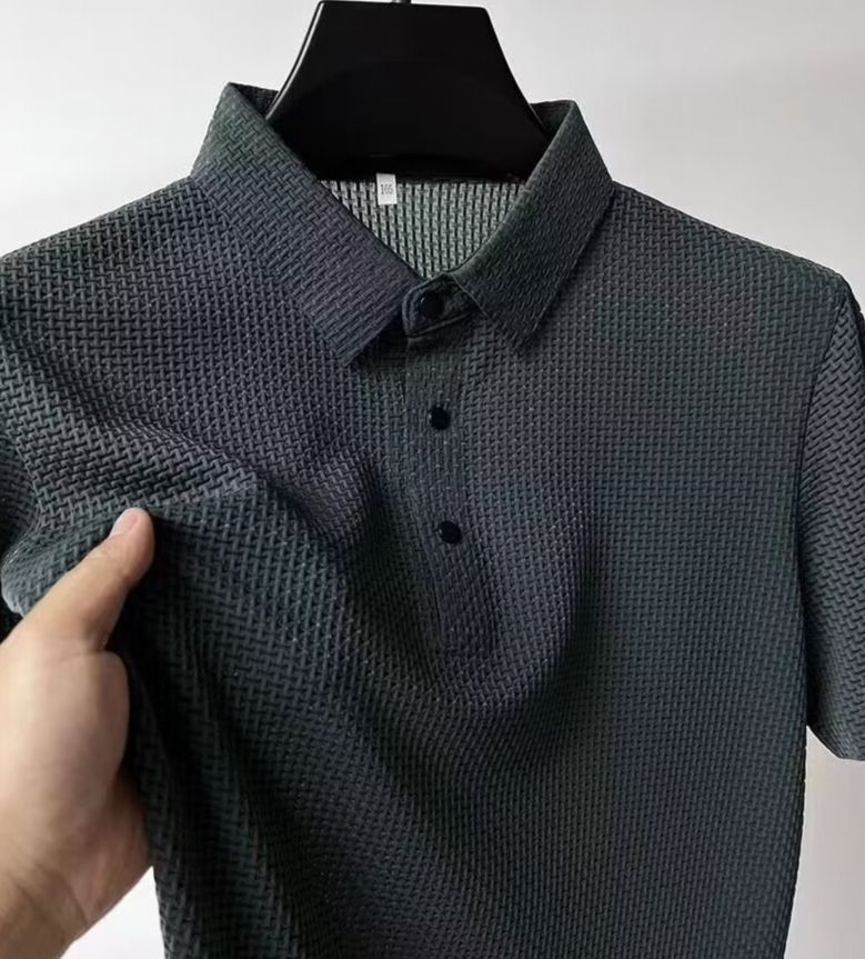 Men's Clothing Summer Ice Silk Quick Drying Polo Shirt Men's Jacquard Lapel Short Sleeved T Shirt High End Casual Men's Drape Top_voghion.com