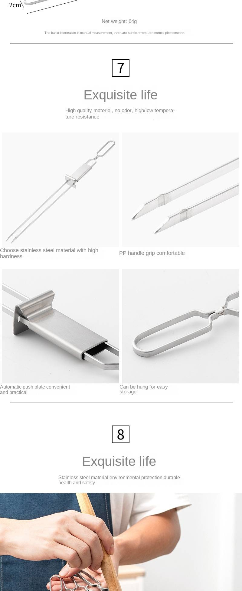 4-Piece Stainless Steel Semi-Automatic Double-Head BBQ Fork - Portable Outdoor Grilling Tool & Skewers for BBQ Meat Cooking_voghion.com
