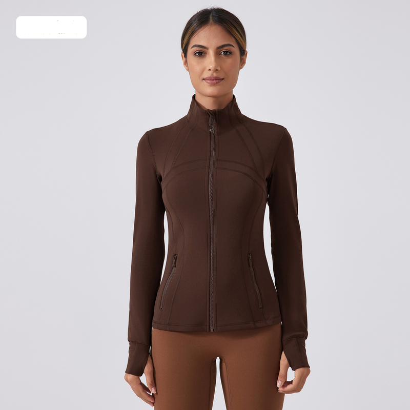 Damenbekleidung Herbst Neue Yogajacke für Damen Laufen und Radfahren Sport Langarm Slim Stehkragen Sport Fitness Kleidung_voghion.com