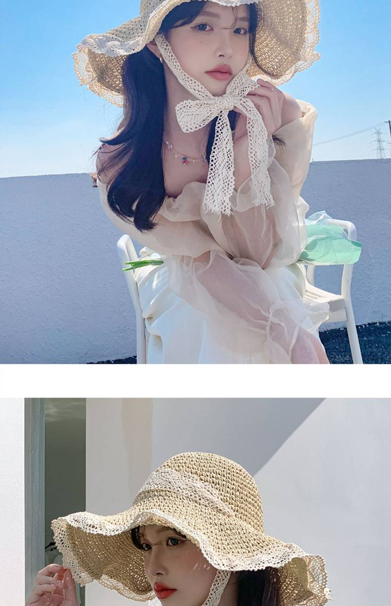 Cappello con protezione solare, cappello intrecciato da donna, cappello estivo da donna, cappello da spiaggia, mascherina, cappello da sole resistente ai raggi UV_voghion.com