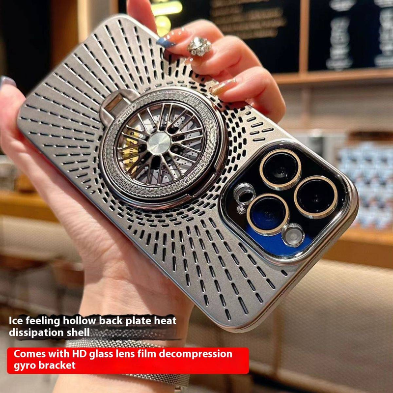 IPhone 16/15 Pro/14/13 için Manyetik Fidget Spinner Stand Kılıfı - Kaymaz Tutacaklı ve Darbeye Dayanıklı Buzlu Arka Kapaklı Havalandırmalı Soğutma Tasarımı_voghion.com