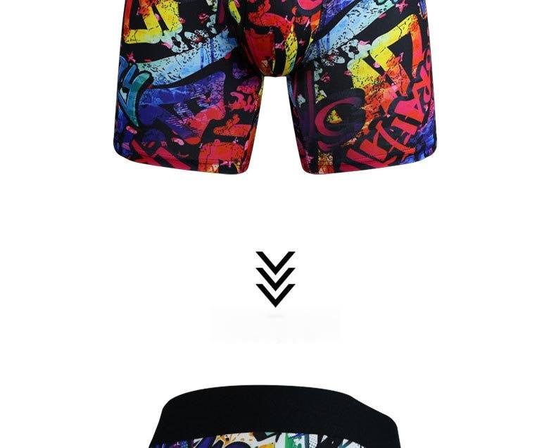 NOKO 3-pack Men's Underwear Side Opening And Lengthened Printed Men's Boxer Briefs_voghion.com