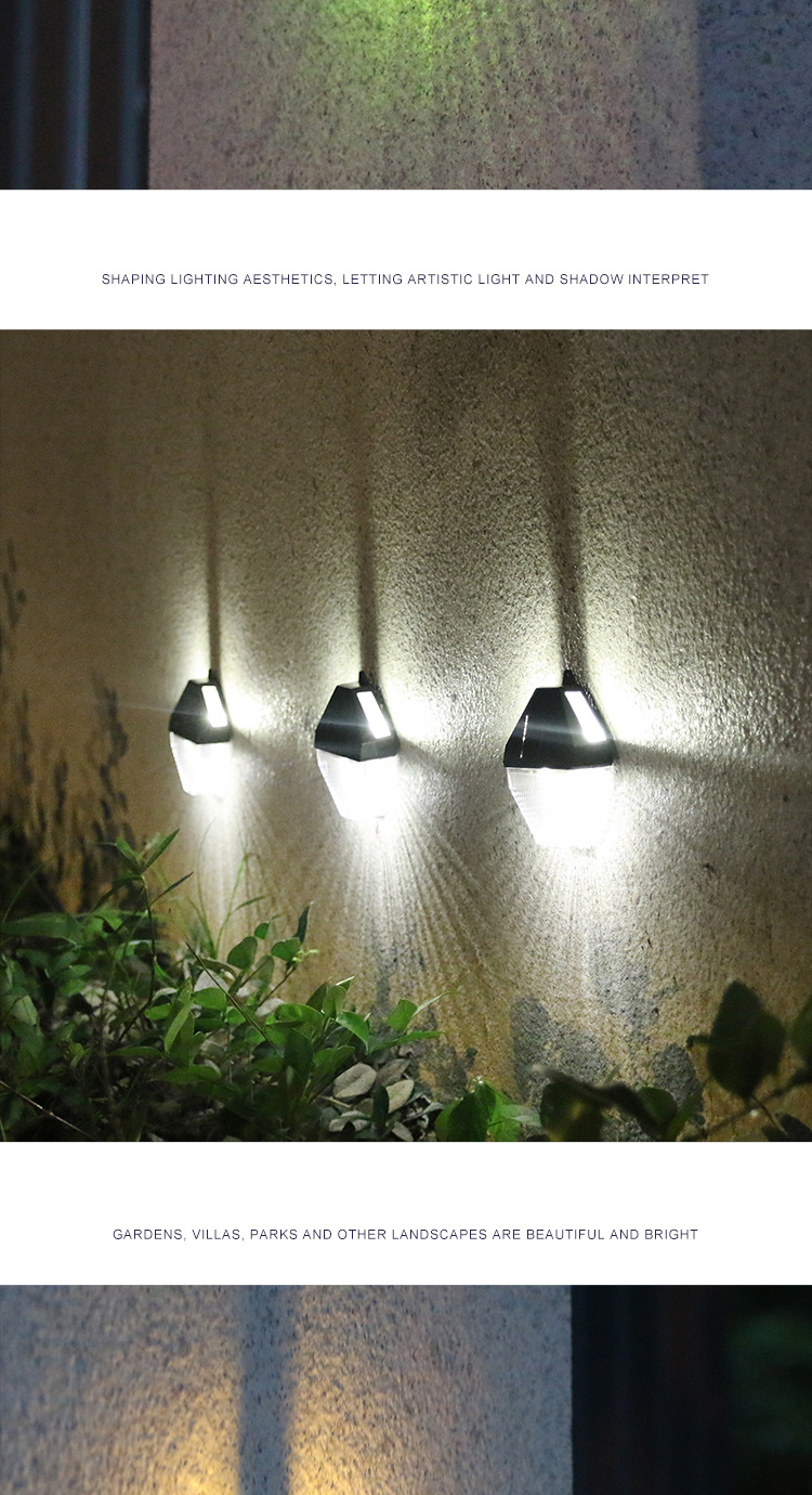 LED-wandlamp op zonne-energie – dubbelzijdige verlichting, waterdichte schutting- en tuinverlichting (wit/warm licht + kleurveranderende opties)_voghion.com