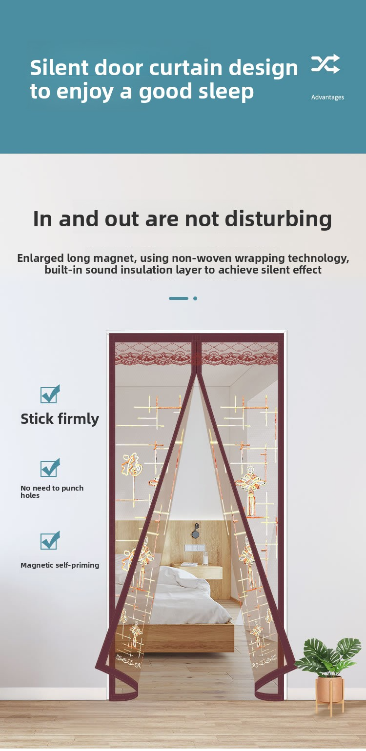 Magnetisch hordeurgordijn – zelfdichtend muggennet – hoogwaardig polyester gaas, installatie zonder boren (meerdere maten en kleuren)_voghion.com