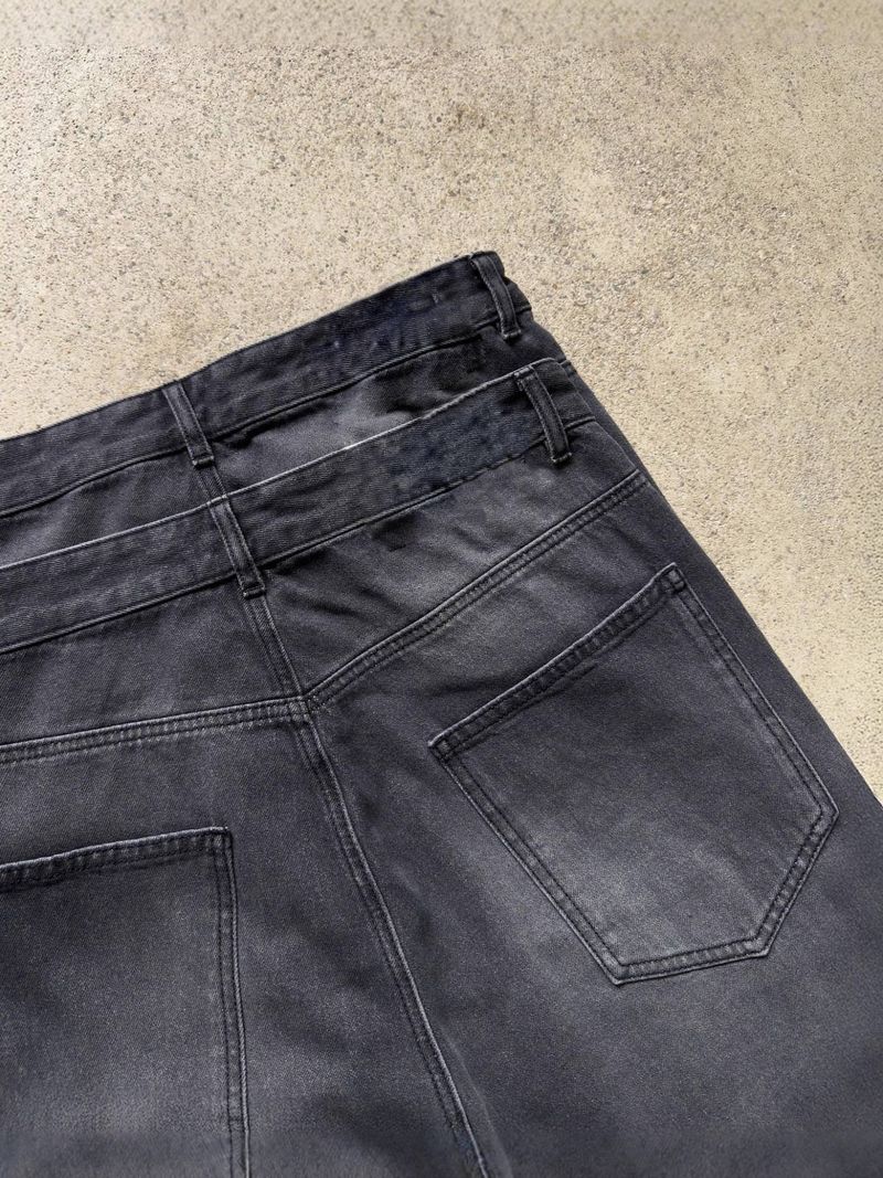 Roupas masculinas Comércio exterior transfronteiriço Estilo Wasteland Jeans lavado e desgastado Calças largas estilo americano estilo street flare Calças masculinas_voghion.com