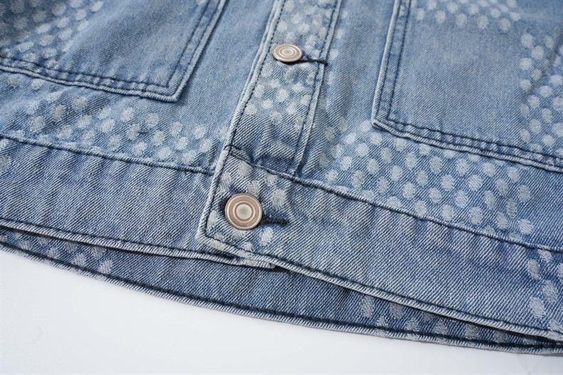 Unisex Jeansjacke – Oversized Streetwear Mantel mit Used-Details (Schwarz/Blau)_voghion.com