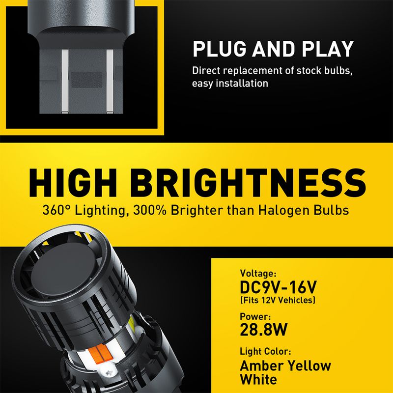 AUXITO 2Pcs T20 7443 W21/5W LED Canbus Reverse 7440 W21W WY21W Birne Für Toyota Corolla Camry Schwanz blinker Lichter_voghion.com