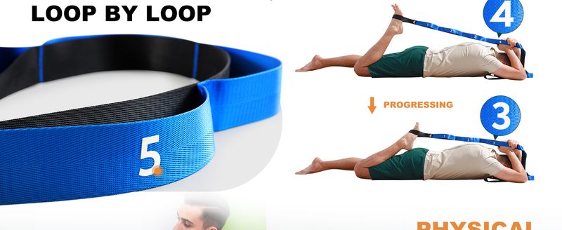 Trideer Fizik Tedavi Germe Kayışı, Elastik Olmayan Yoga 10 Döngü, Egzersiz ve Pilates İçin Dayanıklı Naylon Elastik Kayış_voghion.com
