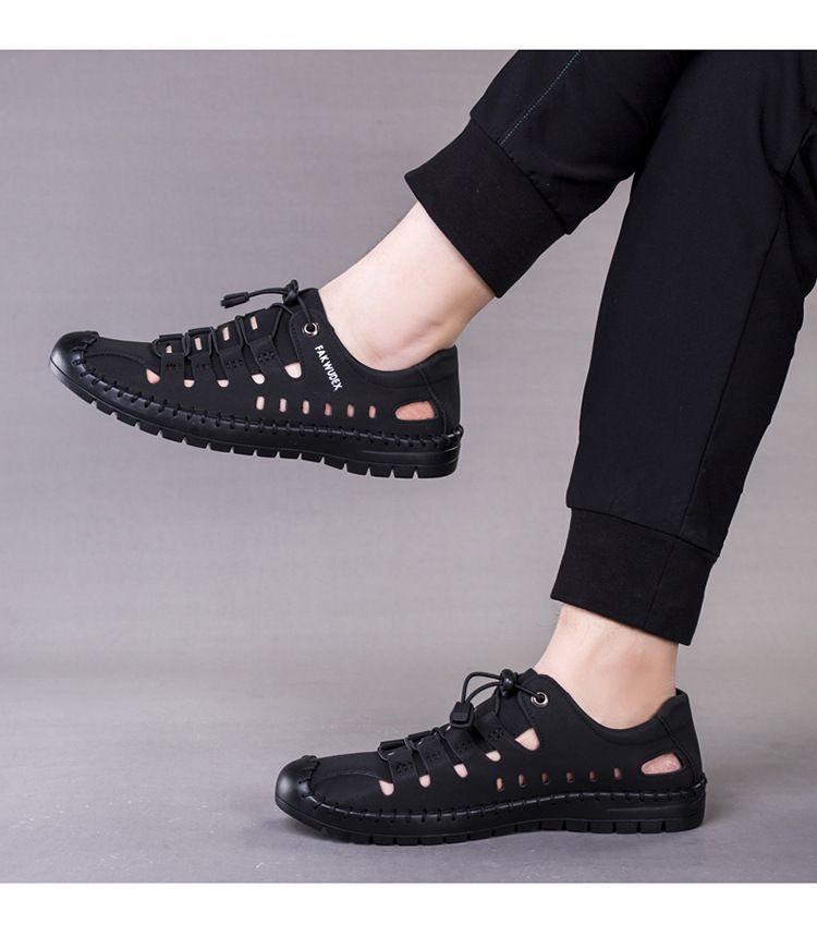 Sandali casual 2025 nuovi, suola morbida antiscivolo, traspiranti, scarpe da guida in pelle fresca da uomo_voghion.com