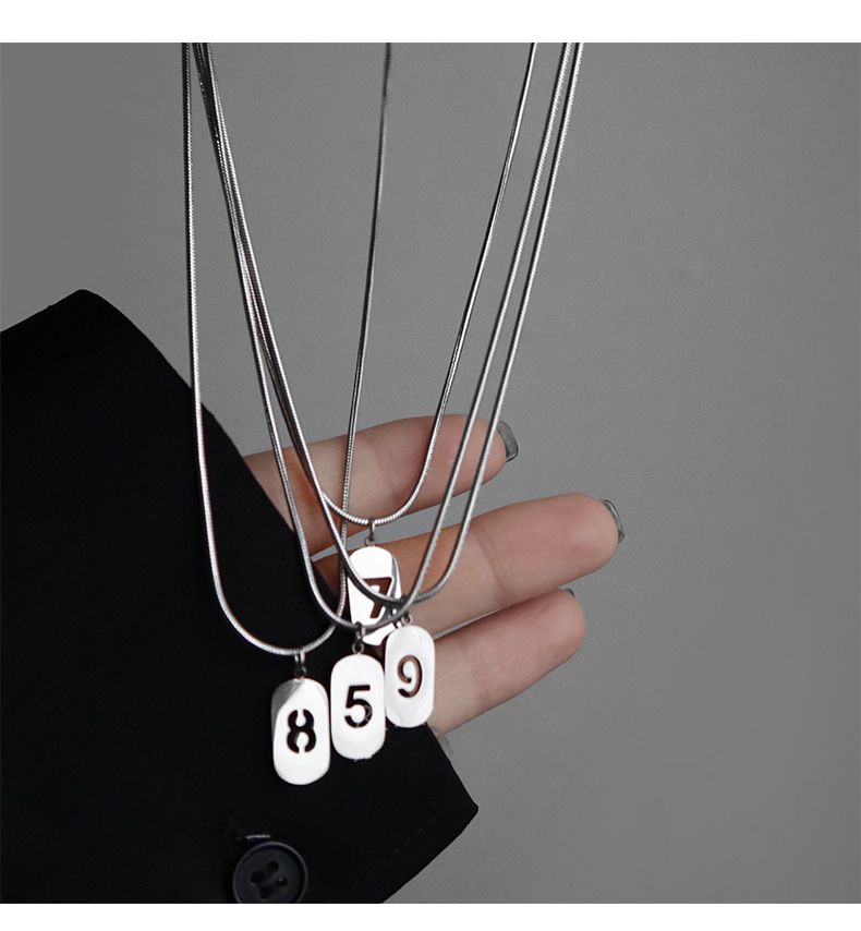 Hot sales Stainless steel angel necklace 0, 1, 2, 3, 4, 5, 6, 7, 8, 9, rectangular hollow number necklace, men's and women's luck,_voghion.com
