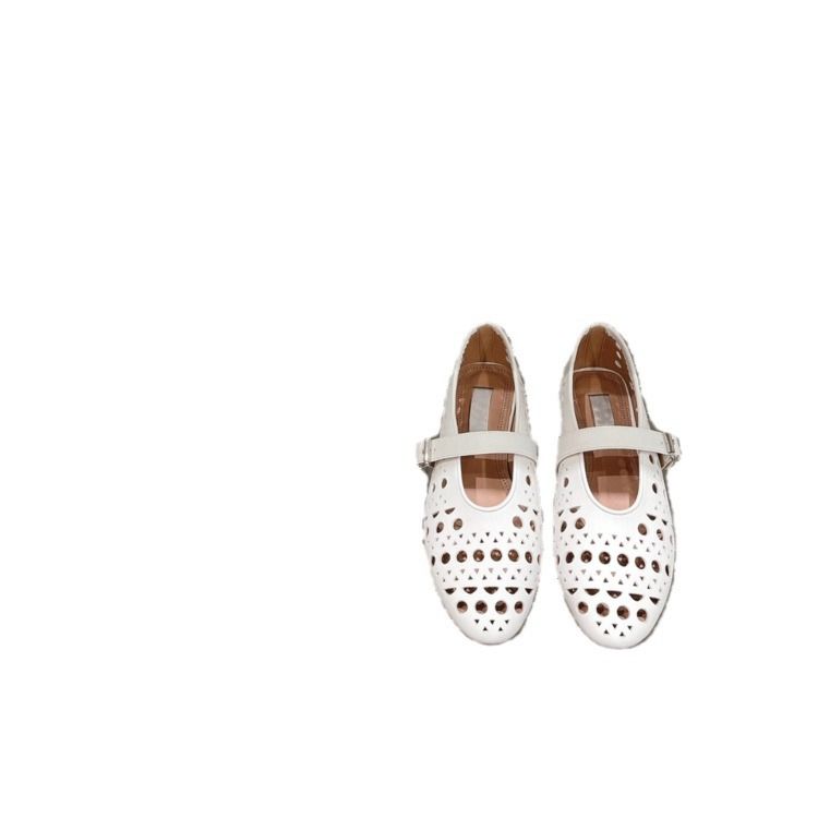 Round Toe Strap Flat Ballet Fashion Casual Single Shoes 2025 Summer New Hollow Breathable_voghion.com