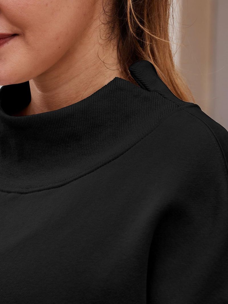 Women's sweatshirt long sleeve turtleneck pullover sweatshirt casual sweatshirt fleece top_voghion.com