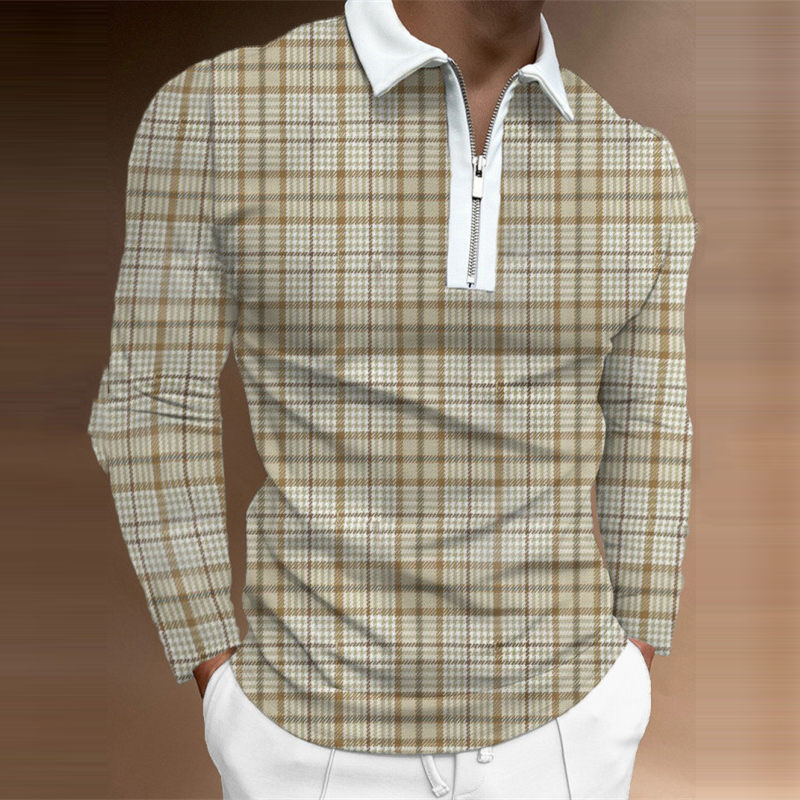 Polo da uomo a righe a maniche lunghe estiva e autunnale, giacca da uomo casual allentata lavorata a maglia con risvolto alla moda_voghion.com