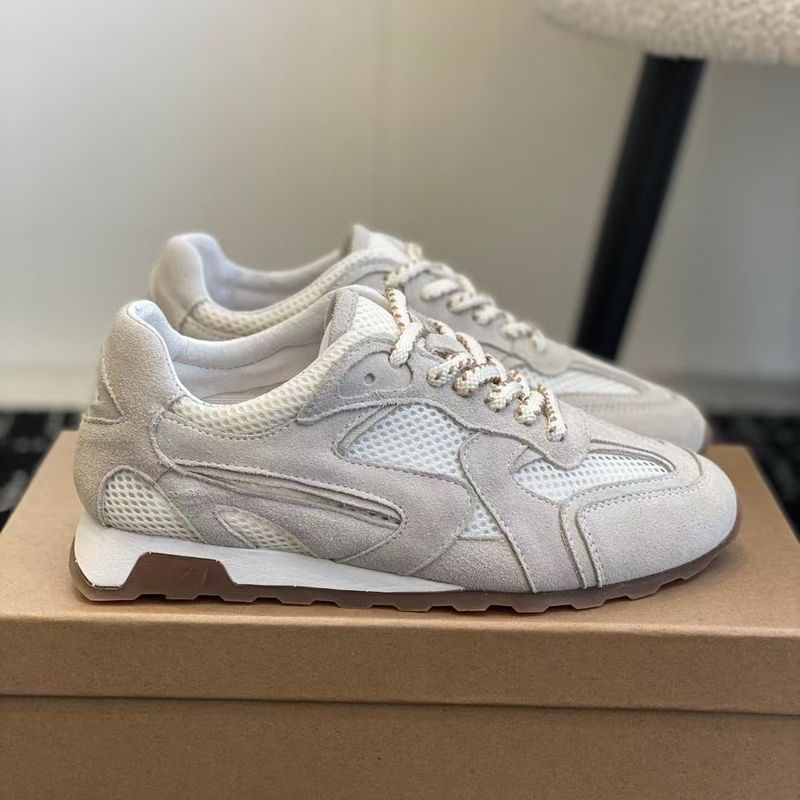 Sneakers bianche traspiranti in rete alla moda per donna, piatte, primavera 2025, nuove scarpe sportive versatili in vera pelle con lacci_voghion.com