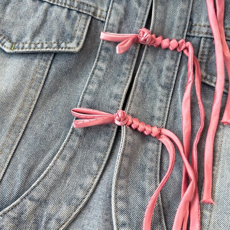 Women's Clothing Pink Denim Fashion Suit Skirt Two Piece Suit Women's High Waist Slim Skirt New Style Girly_voghion.com