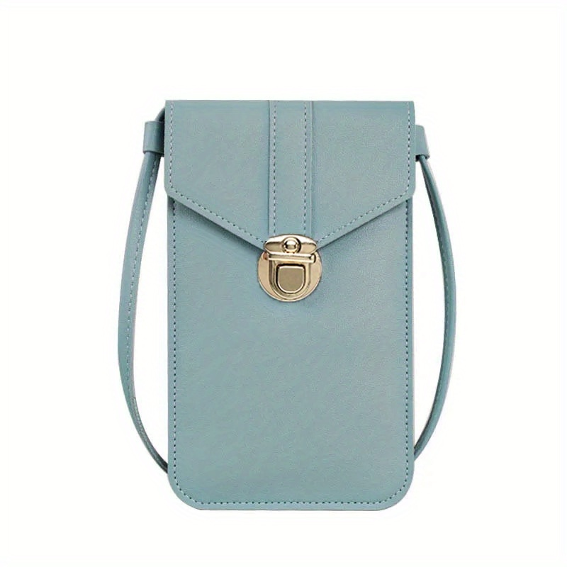 Sac pour téléphone à écran tactile Mini sac à bandoulière en cuir polyvalent de couleur unie à rabat petit porte-monnaie_voghion.com