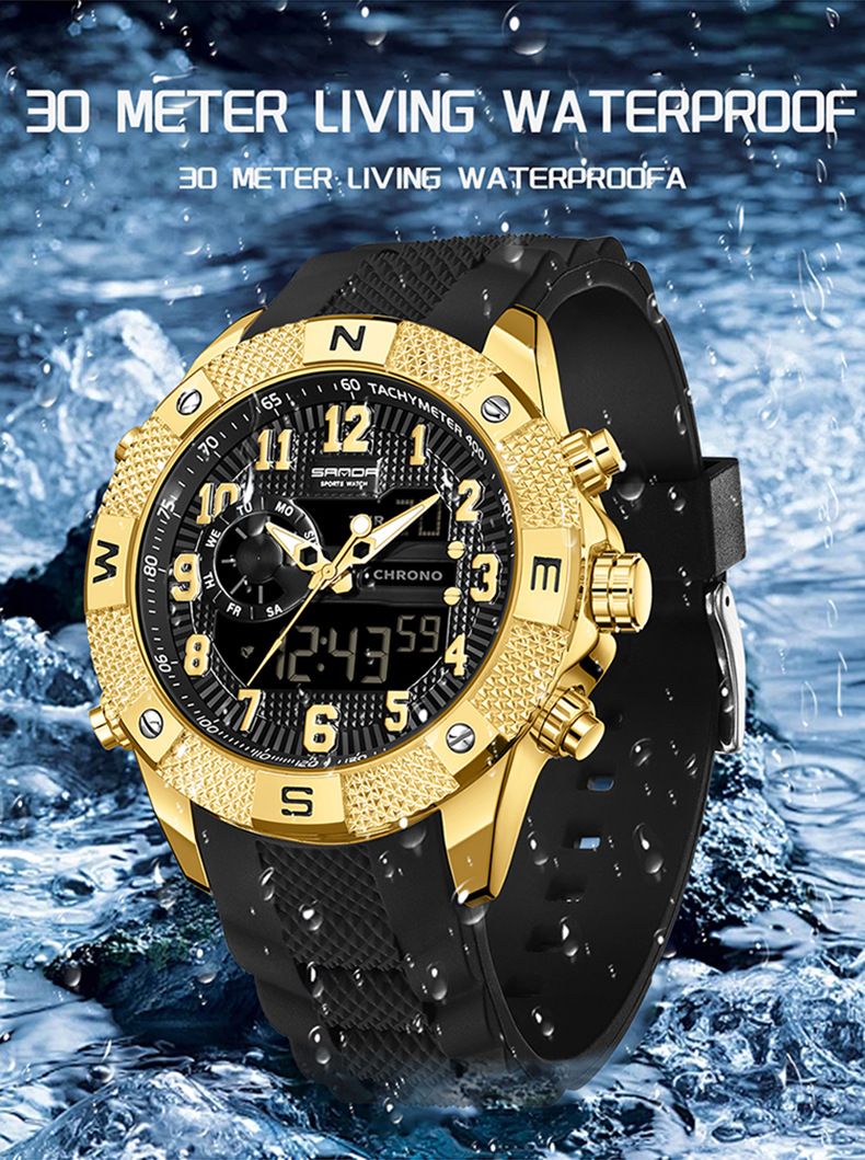 Men's Digital Analog Sports Watch With Multifunction, Waterproof, Stopwatch, Alarm, And Backlight For Outdoor Activities Waterproof Watch For Men_voghion.com