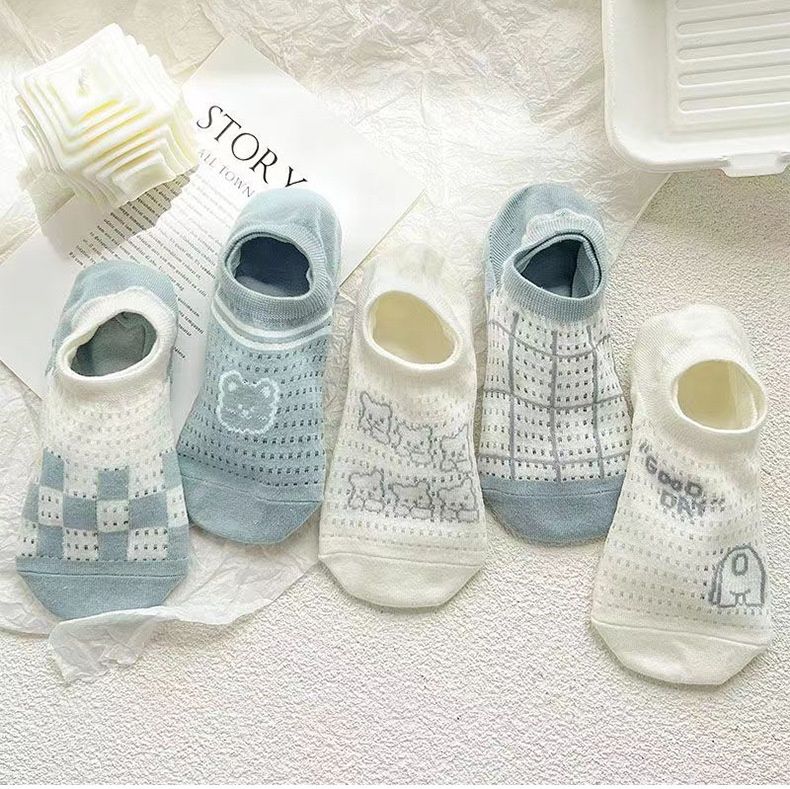 Calcetines de barco blancos bonitos invisibles sección delgada malla transpirable calcetines de verano calcetines femeninos ins calcetines japoneses para niñas_voghion.com
