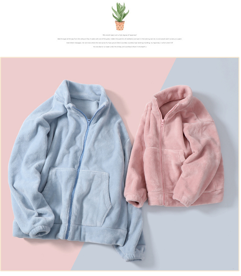 Conjunto de pijamas de franela para niños, pijamas de Cachemira para padres e hijos, ropa de casa cálida de otoño e invierno con terciopelo Coral grueso_voghion.com