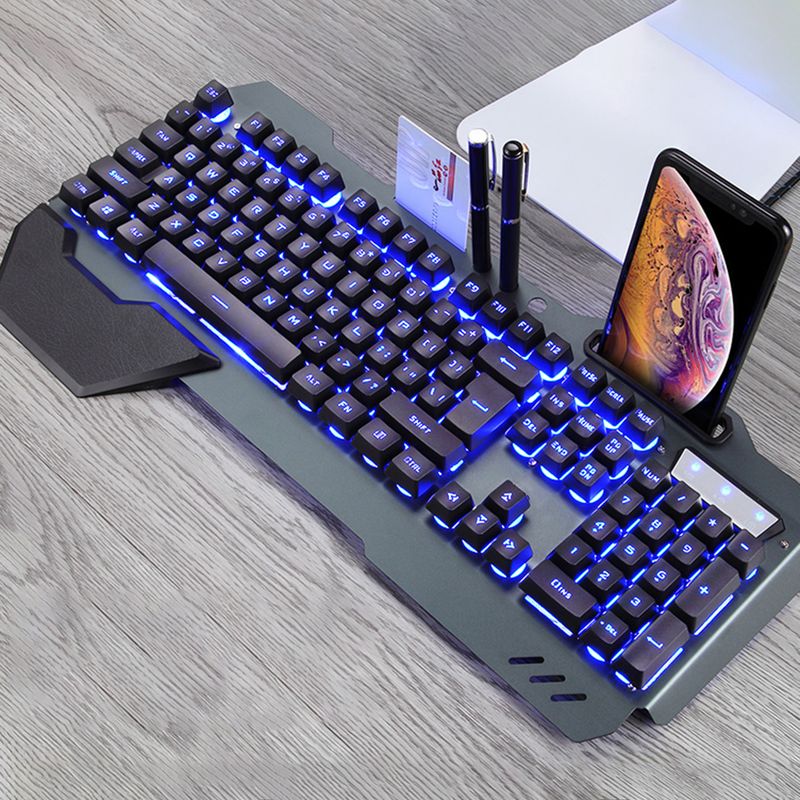 Farfi Wired RGB Backlit USB Interface Driver-free with Phone Holder/Pen Tray/Card Slot Waterproof Office Mechanical_voghion.com