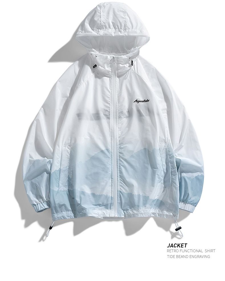 Îmbrăcăminte de protecție solară în stil gradient peisagistic pentru bărbați și femei, vară, rezistentă la UV și cu uscare rapidă_voghion.com