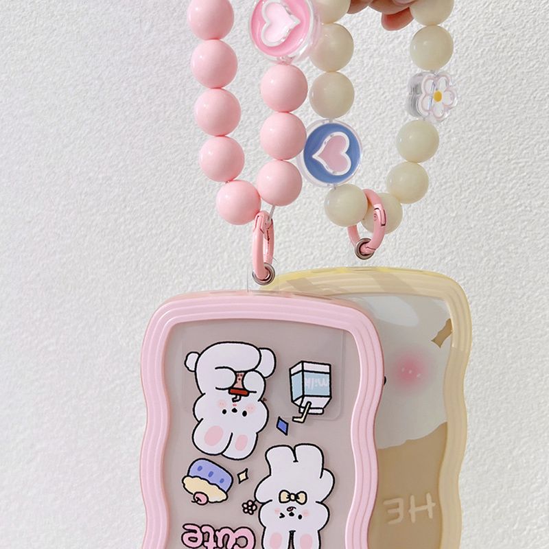 Love Heart Flower Mobile Phone Lanyard Short Wrist Strap Bracelet Beads Handmade Pendant Phone Charms Anti-lost Keychain Cord_voghion.com