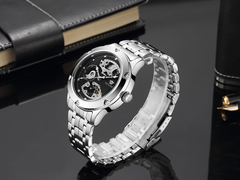 OUYAWEI nuovo orologio da uomo impermeabile con cinturino in acciaio tourbillon fondo cavo orologio meccanico completamente automatico_voghion.com