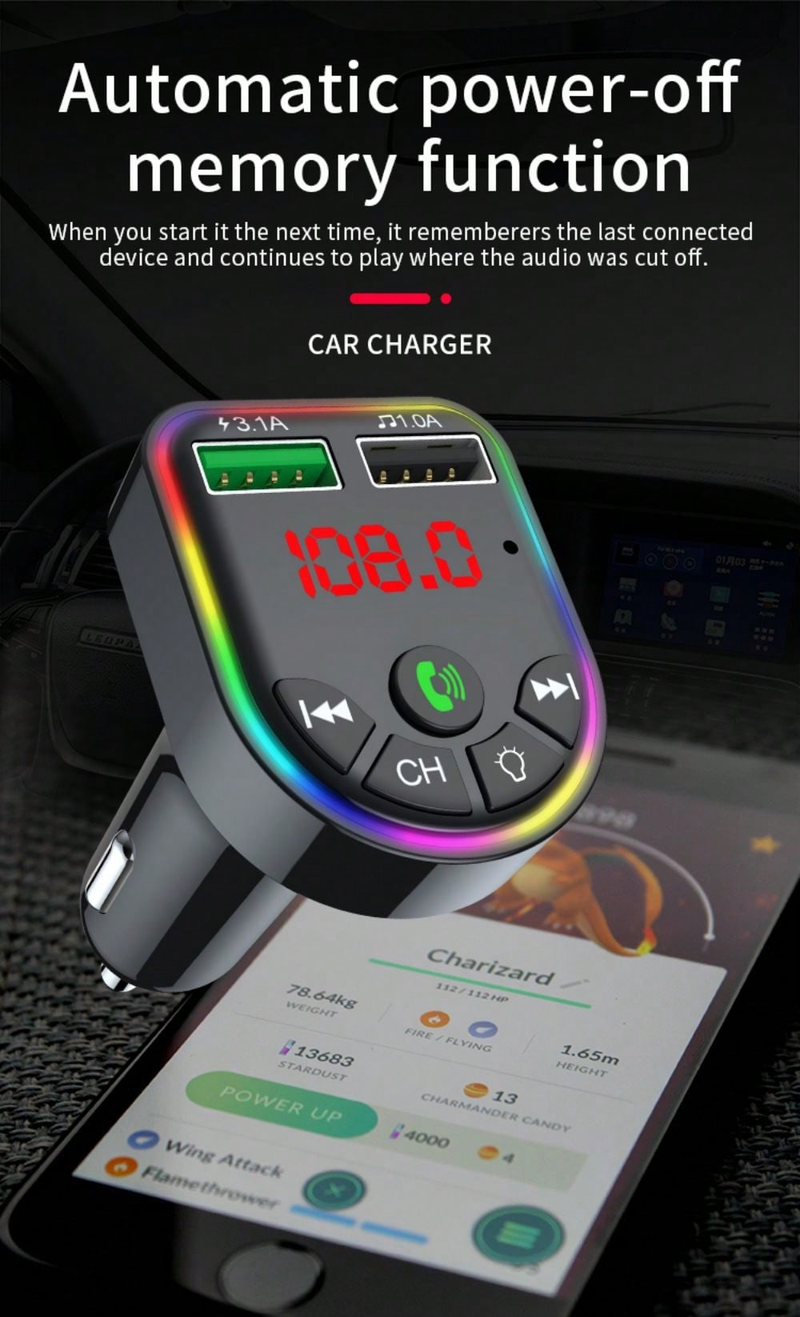 MP3 Çalar Bluetooth Eller Serbest Telefon Navigasyon Arama Çift USB Hızlı Şarj Araç Aksesuarları_voghion.com
