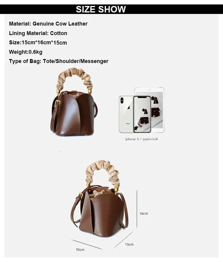 UBELLIN Mini borsa a secchiello da donna in vera pelle, borsa a tracolla da donna, borsa a forma di fiore, borsa a mano Y, borsetta 250107_voghion.com