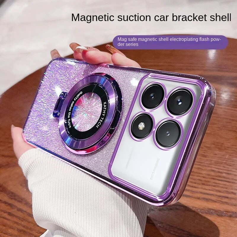 X6 Pro Case Soft Bling Glitter With Ring Magnetic Slim Protective Back Cover For Xiaomi POCO X6Pro Phone Shell_voghion.com