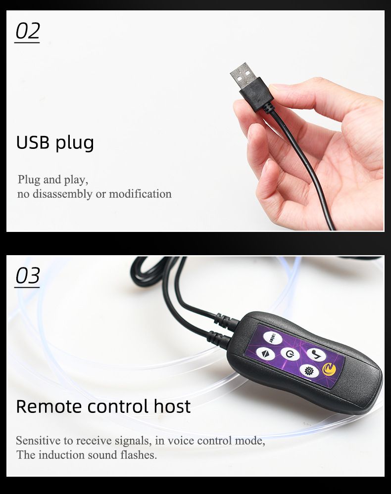 Same Style Car LED Interior Ambient Decorative Central Control Dashboard USB Color-Changing Cold Light_voghion.com