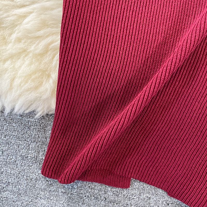Abito da donna aderente, aderente, con colletto quadrato, in maglia, a maniche corte, elegante, sexy, stile Spice Girl, lungo_voghion.com