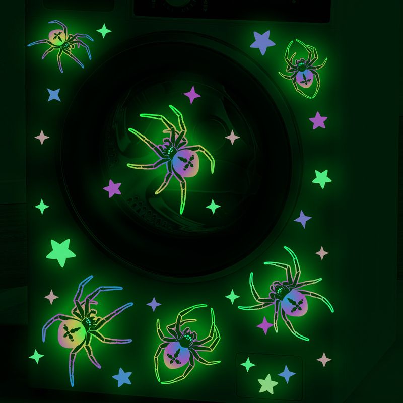 Glow In The Dark Halloween Wall Stickers - 6PCS Ghost Bat Spider Fluorescent Decals For Home Party Decor (20x15cm)_voghion.com