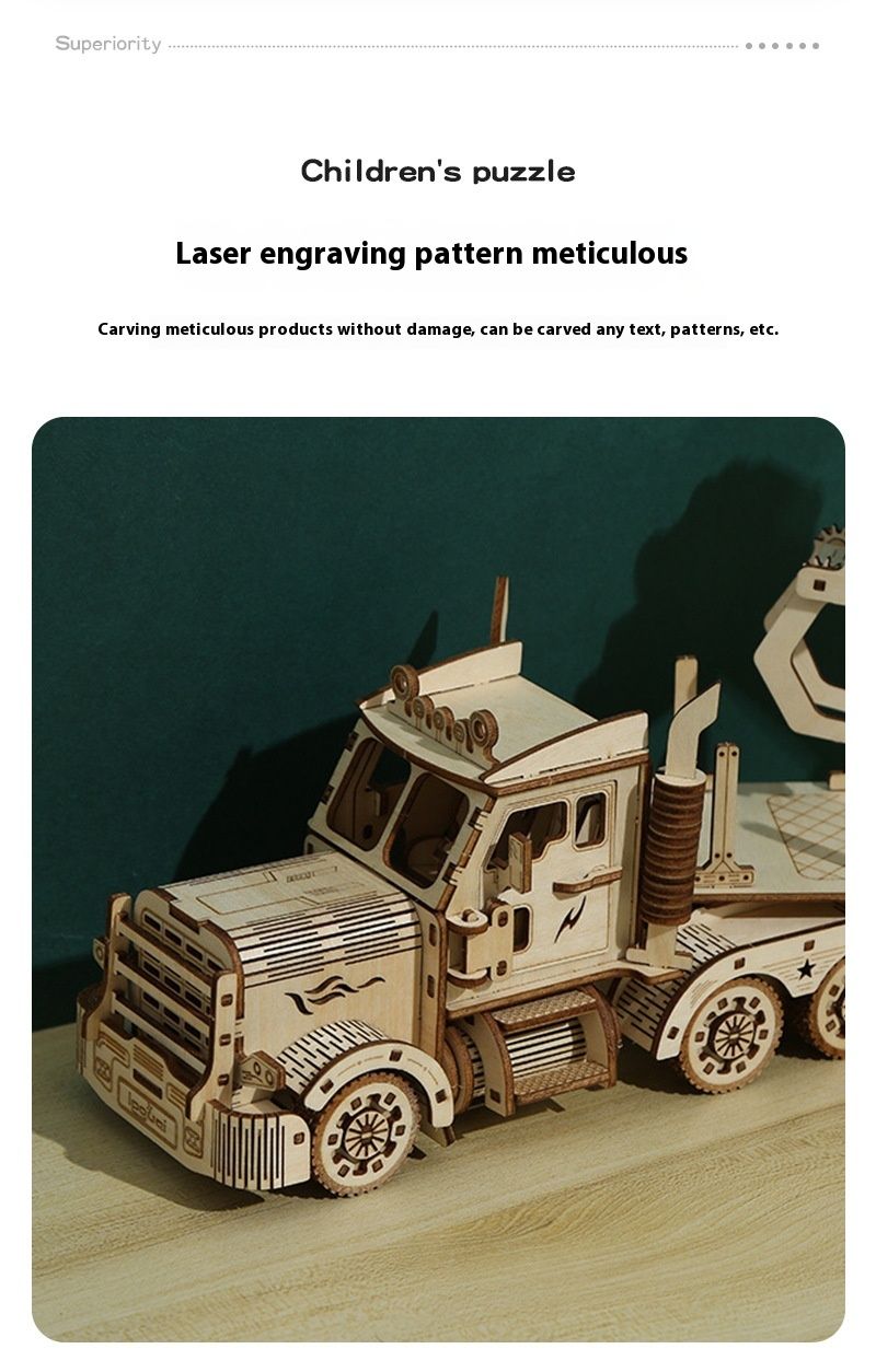 DIY handgefertigte Holz LKW Kran Modell 3D Puzzle Geschenk Kinder Spielzeug Desktop Dekoration_voghion.com