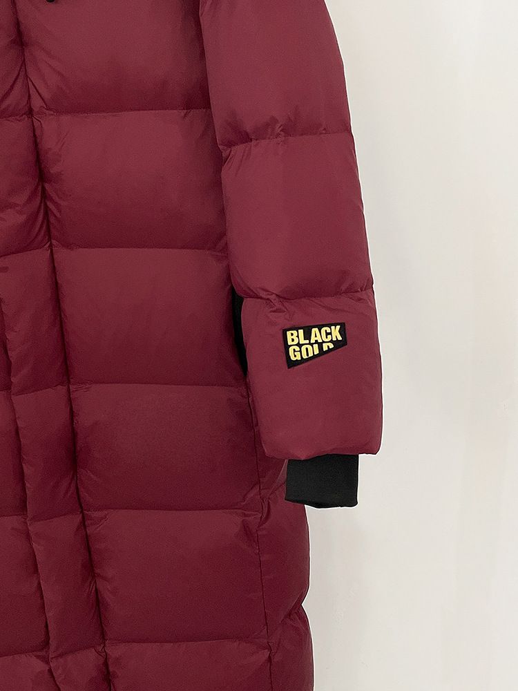 Luxus-Daunenmantel mit Fuchs-/Waschbärpelzkragen – Lange Winterjacke für Damen (Schwarz/Burgund/Creme, S-3XL)_voghion.com