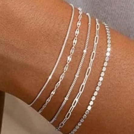 5-teilig Bracelet Set Metall Figaro Kette Damen Bracelet Set modesch an einfach Bracelet_voghion.com