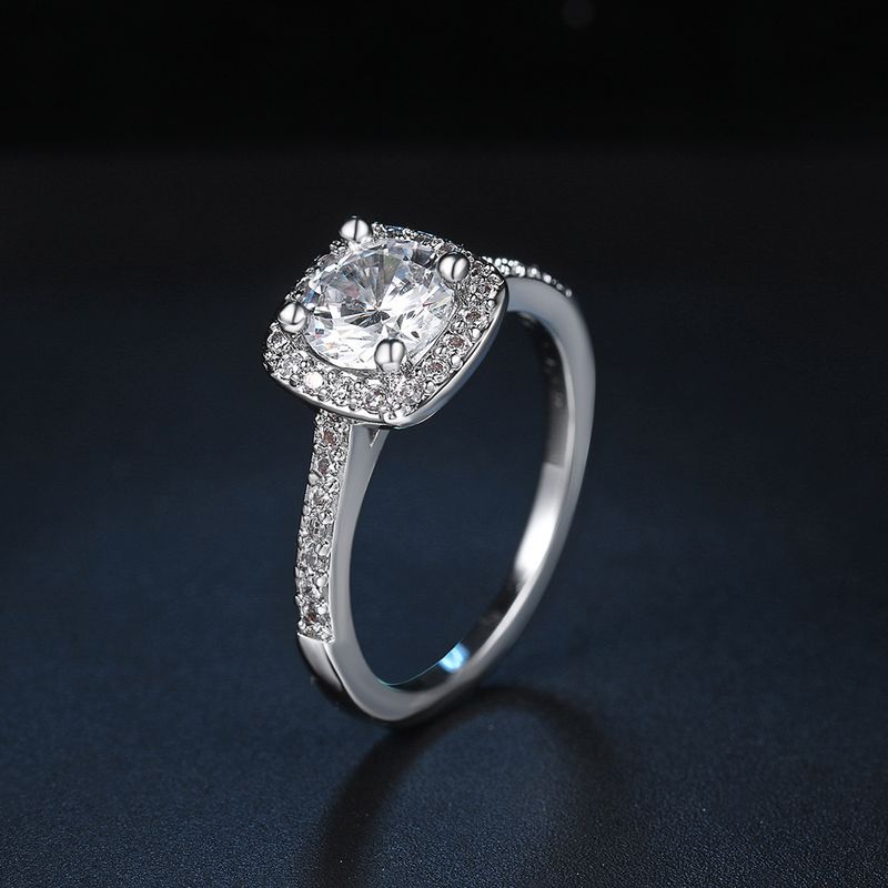 Misty Moon Classic Anello di fidanzamento da donna Micro set AAA Zircone placcato platino Anello con diamanti Gioielli_voghion.com