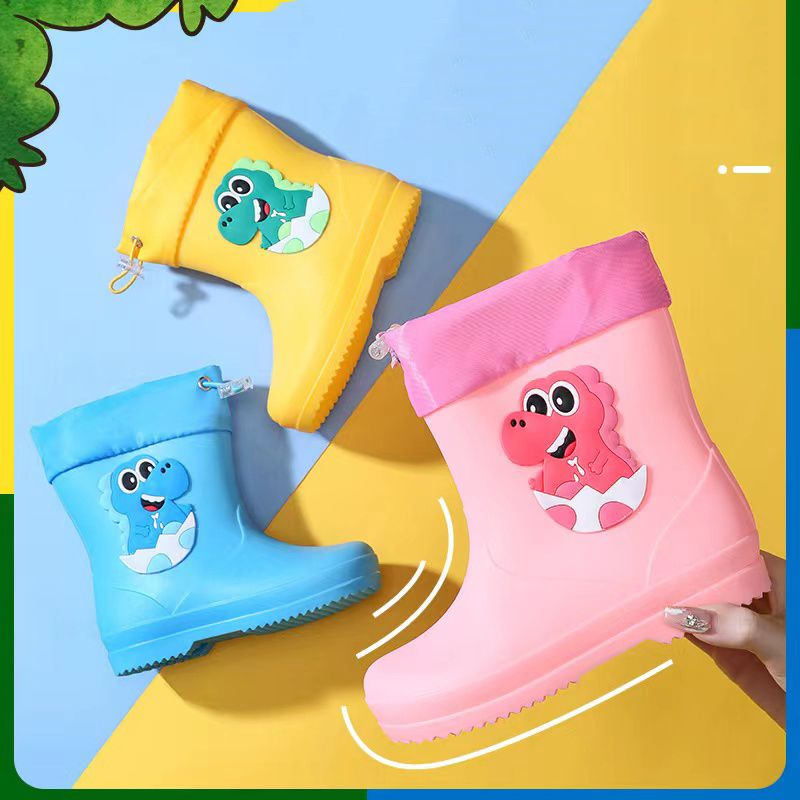Botas de lluvia para niñas y niños, con banda antideslizante, impermeables, con bonito dibujo de dinosaurio, correa de ajuste_voghion.com
