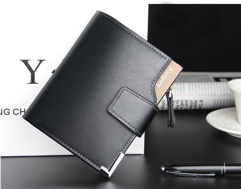 Casual Men's Wallet Multi-functional Wallet Zipper Buckle Three Fold Coin Wallet_voghion.com