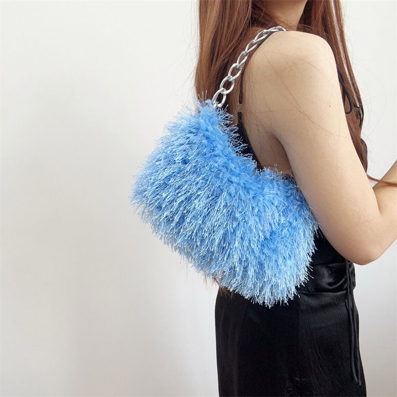Plüschhandtaschen, Pelz-Unterarmtaschen, Schultertaschen, Kettentaschen, Abendtaschen_voghion.com