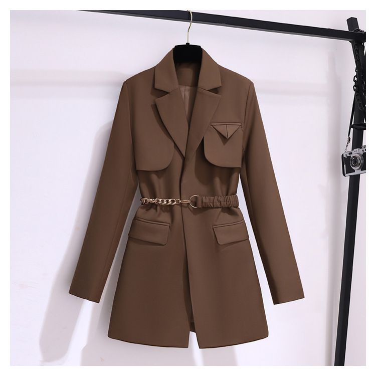 Giacca a Vento da Donna Primavera e Autunno Nuovo Top in Stile Coreano Chic Giacca da Abito Color Caffè per Donna Abito da Donna di Fascia Alta Primavera e Autunno_voghion.com