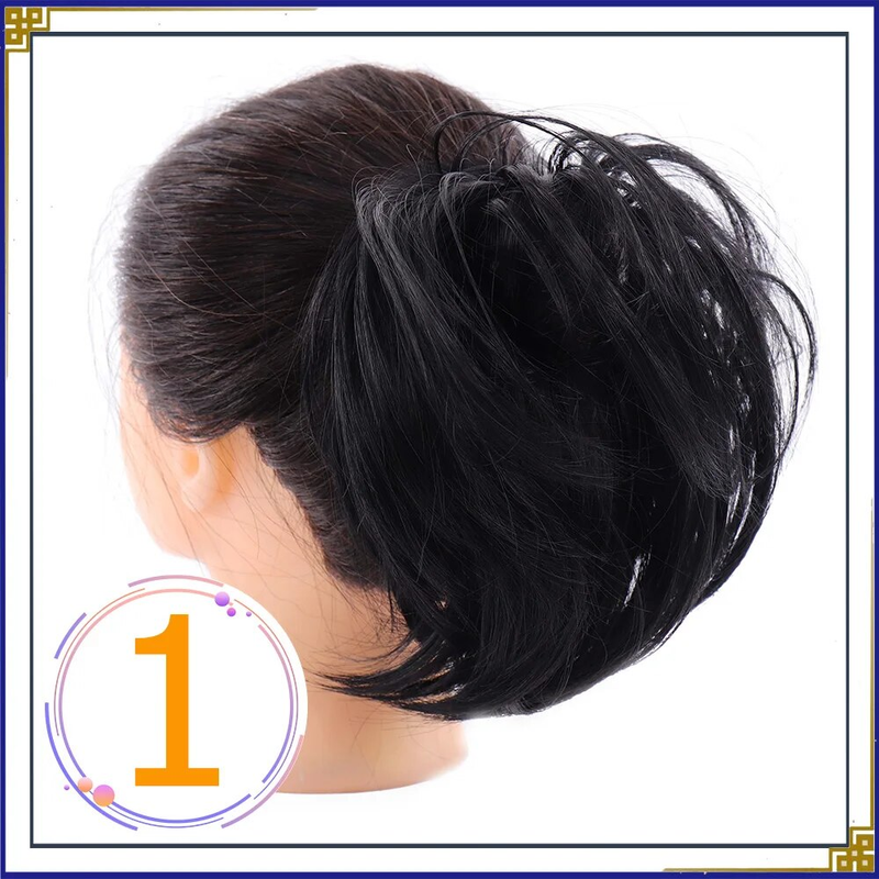 Allaosify Synthetic Hair Buns Chignon Straight Black Pink Red Blonde Scrunchie With Elastic Band Ponytail Extensions For_voghion.com