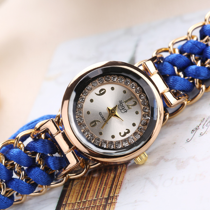 Heißer verkauf kleine zifferblatt mit diamant intarsien gewebt uhr, modische versenkbare seil quarz frauen uhr_voghion.com