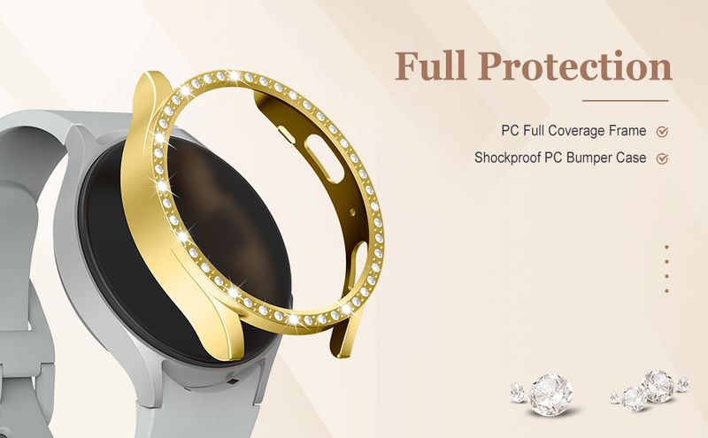 Bling ovitek za Samsung Galaxy Watch 4 5 6 7 40 mm 44 mm zaščitni ovitek sijoč diamantno trd obrazni odbijač brez steklenih dodatkov_voghion.com