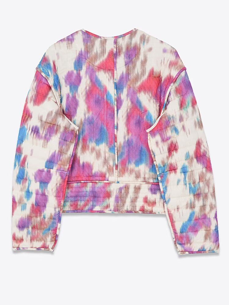 Damenbekleidung 2024 Herbst und Winter im neuen Stil, langärmelige Batik-Kurzjacke aus warmer Baumwolle_voghion.com