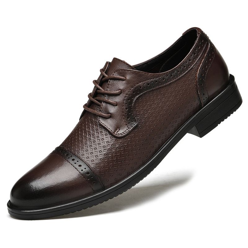 Scarpe brogue in pelle casual da uomo Euro Step Busins, stile britannico formale, nere, da sposo, con lacci, intagliate, da sposa, singole_voghion.com